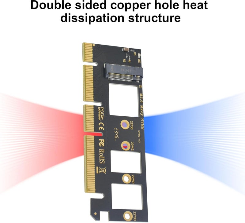 Poyiccot M.2 NVME to PCIe 4.0 x16 Adapter, PCI-e M.2 NVME Expansion Card, Support PCIE Protocol 4X 8X 16X Slots for M.2 SSD 2280, 2260, 2242, 2230 - Image 4